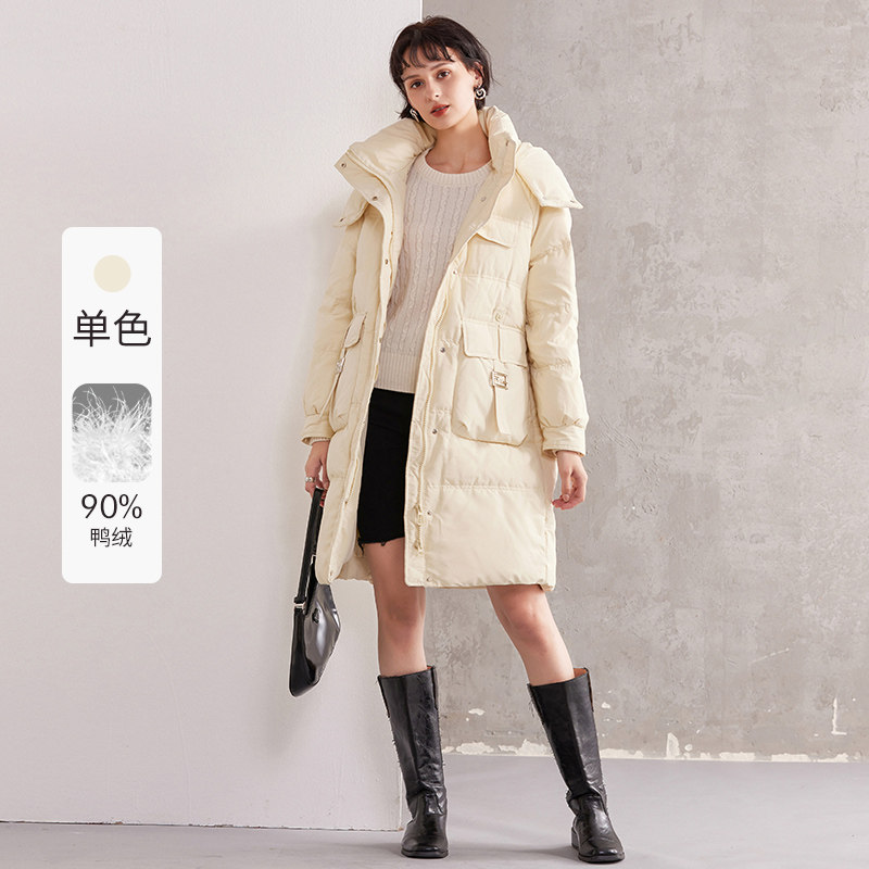 经典故事品牌冬季羽绒服女款2025新款高端中长款白鸭绒棉服外套