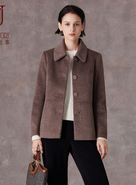 经典故事品牌简约翻领外套女秋冬2025新款老钱风行政夹克呢子外套