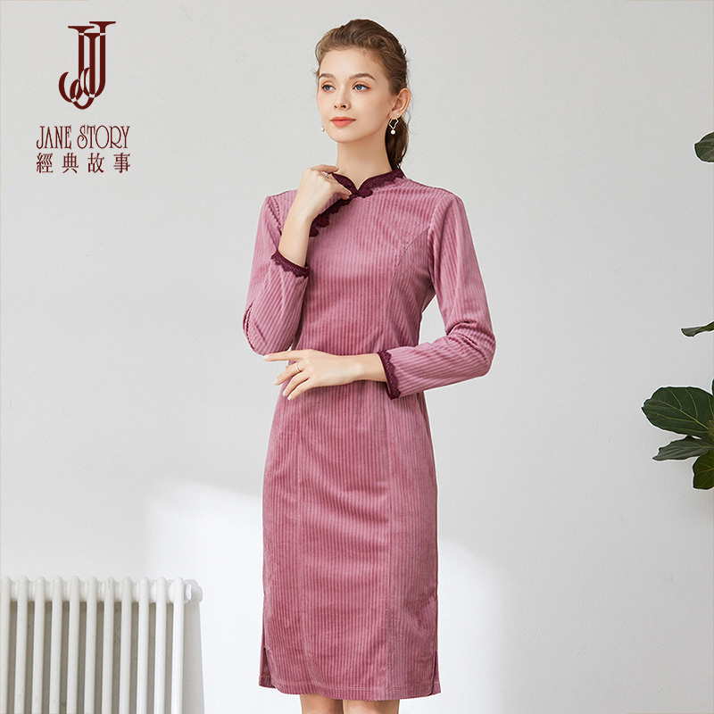 经典故事红色新款复古风改良旗袍