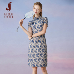 高端旗袍女气质新中式 掐腰裙子小个子水溶蕾丝连衣裙 夏季 2026新款