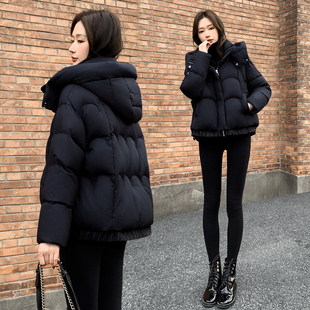 2025冬季新款女装羽绒服女中长款黑色白鸭绒连帽宽松保暖外套加厚