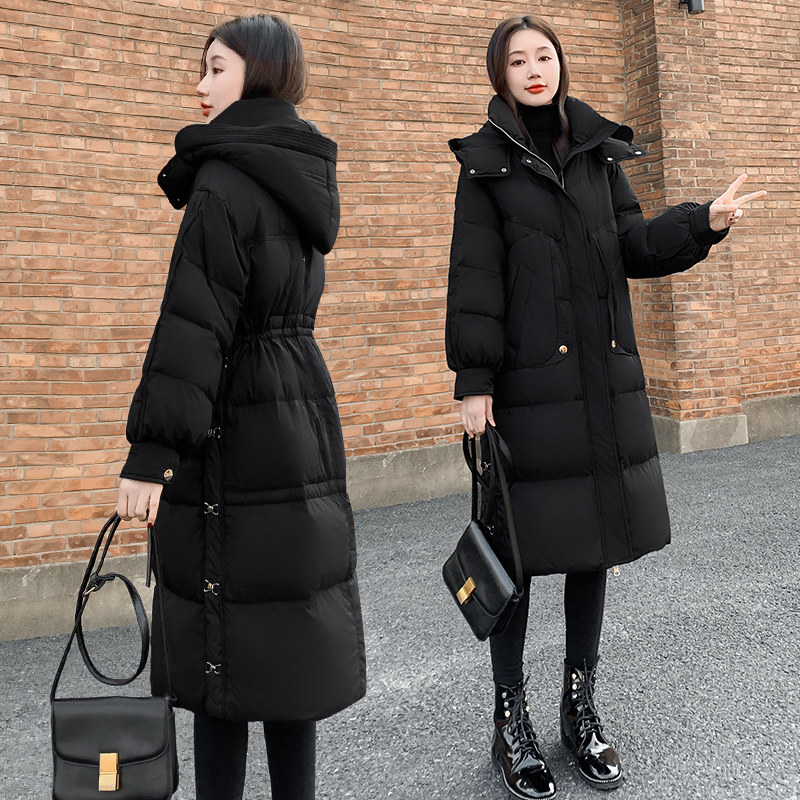 羽绒服女中长款2025冬季新款连帽宽松黑色显瘦白鸭绒时尚外套加厚,女装/女士精品,羽绒服,淘宝优惠券,粉丝福利购,淘宝优惠卷