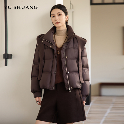 羽绒服女短款2025冬季新款女装90白鸭绒连帽龟背宽松保暖外套加厚