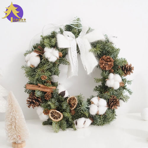 圣诞嘉年华棉花松果花环门挂挂件