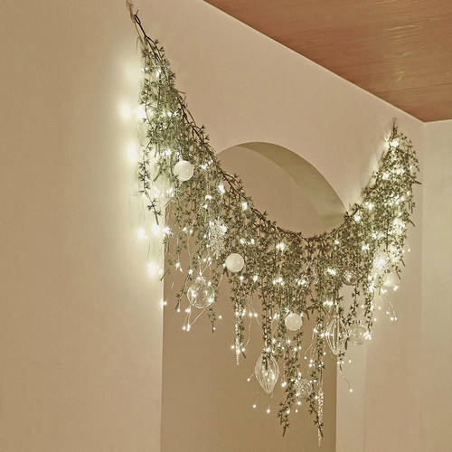 圣诞节装饰北欧ins风圣诞藤条门挂led灯串diy家用客厅布置小挂件