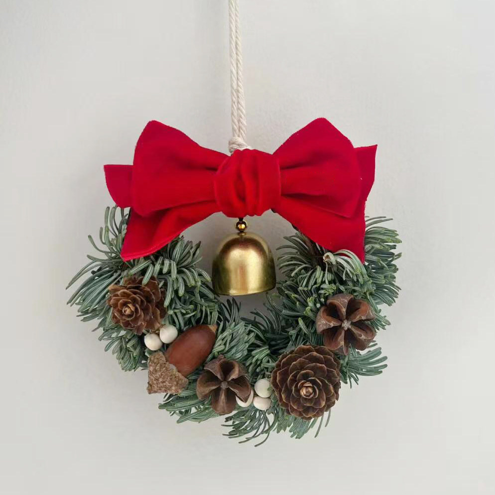 圣诞节装饰品ins风小型20cm圣诞花环门挂diy家用客厅橱窗布置挂件