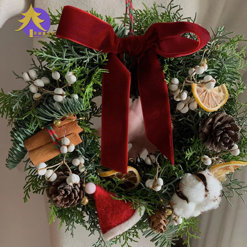 圣诞节装饰ins风迷你圣诞花环门挂diy车挂家用客厅橱窗装饰小挂件
