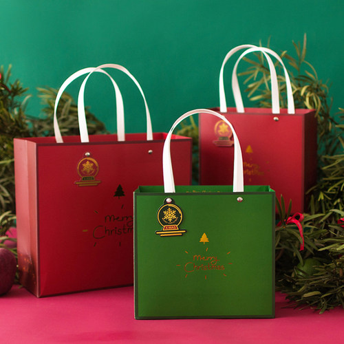 圣诞节装饰品ins风圣诞礼物盒包装袋手提袋diy家用圣诞树花环摆件