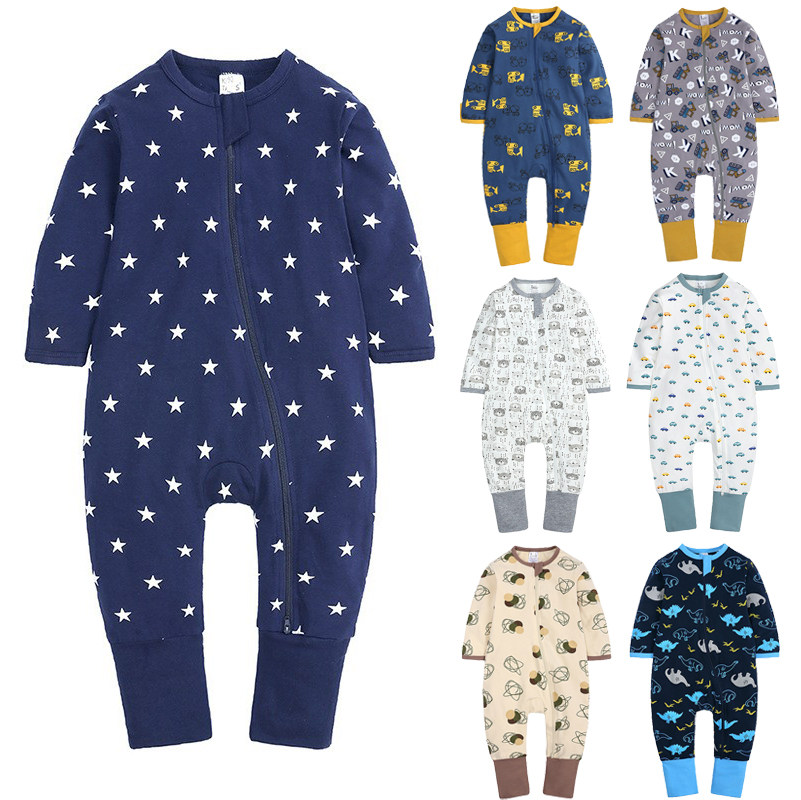 棉婴儿连体衣爬服ins包脚款春秋