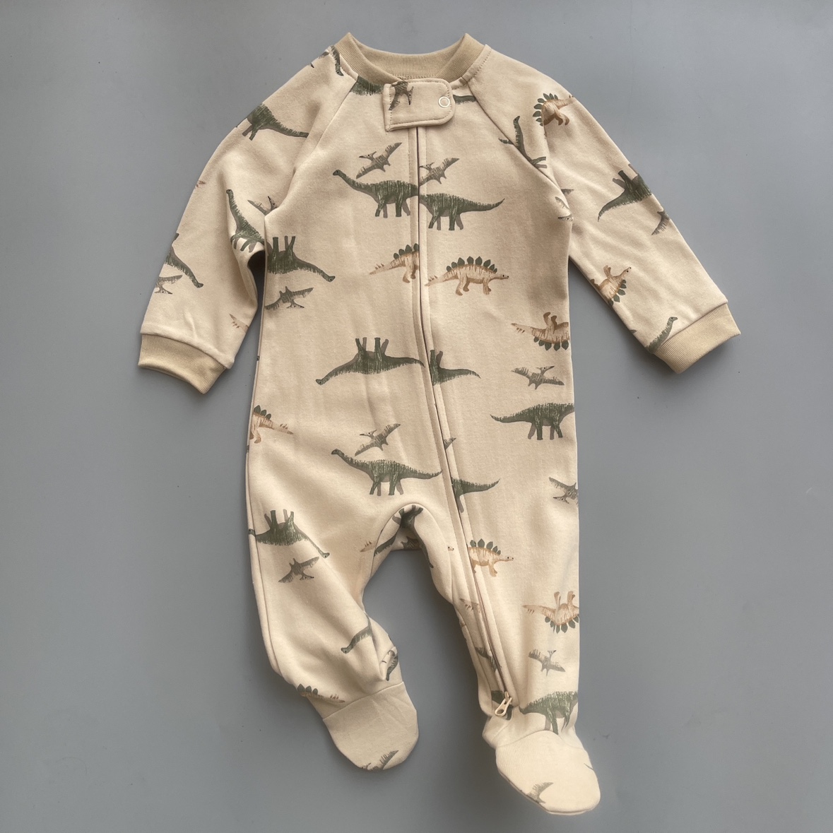 ins风双拉链婴儿连体衣包脚纯棉