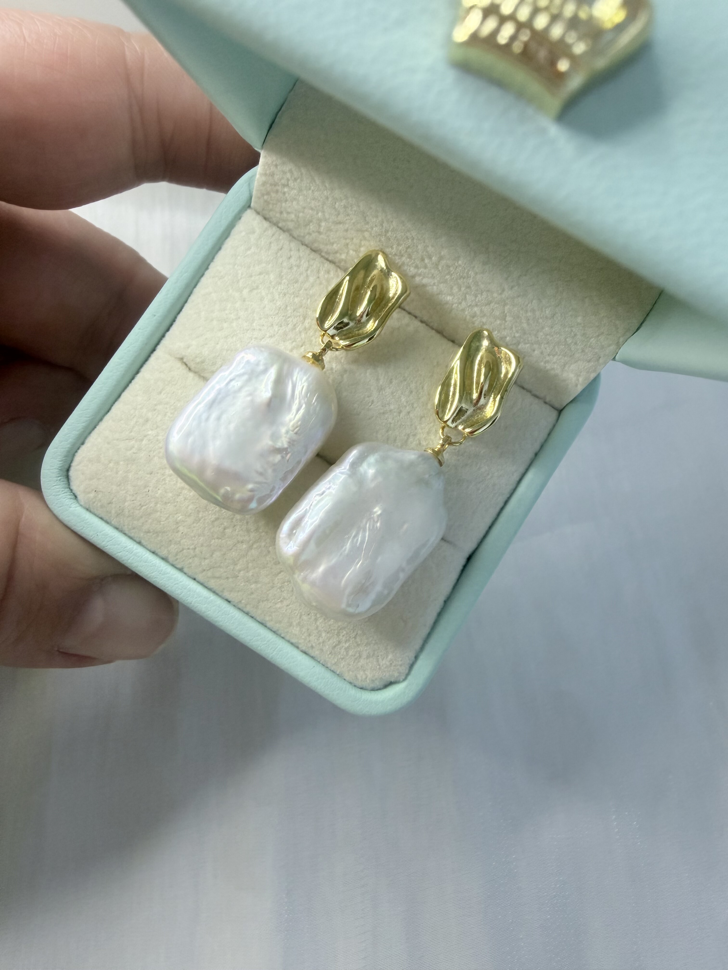 天然淡水巴洛克耳钉女款925银针耳环港台风质感轻奢风手工镶嵌,珠宝/钻石/翡翠,耳饰,淘宝优惠券,粉丝福利购,淘宝优惠卷