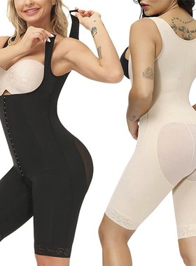 薄款连体塑身衣女产后加强版排扣收腹束腰开档提臀连身美体内衣夏