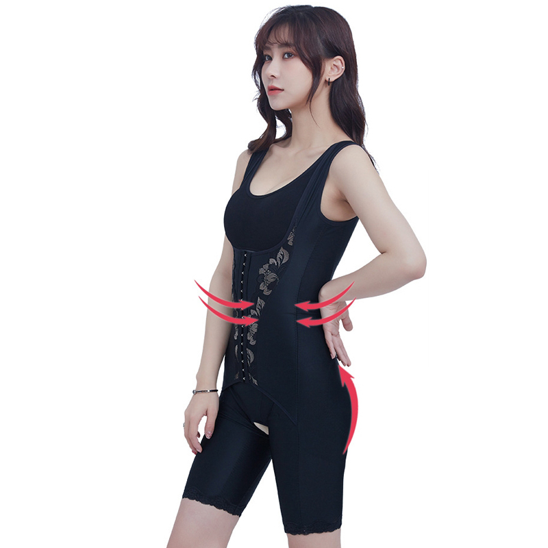 美容院咖啡因体雕塑身衣加强版前排扣收腹连体衣开裆美体塑形衣女