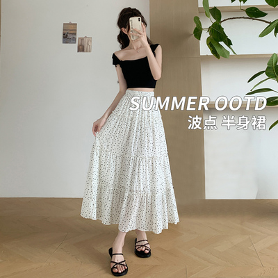 波点半身裙女小个子蛋糕夏季长裙