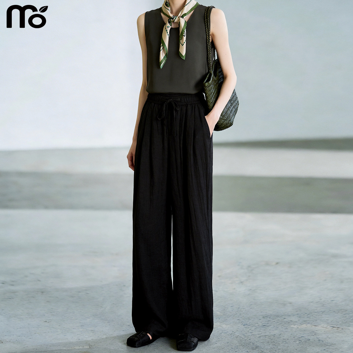 莱赛尔天丝亚麻裤子女春夏季2026新款宽松bf慵懒垂坠感休闲阔腿裤