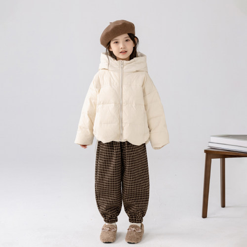 哈依鲁女童冬季连帽短款羽绒服