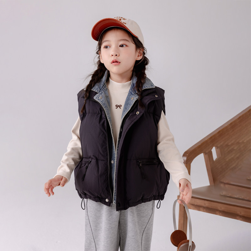 哈依鲁女童冬季新款羽绒马甲儿童中大童黑色90白鸭绒背心打底上衣,童装/婴儿装/亲子装,羽绒马甲,淘宝优惠券,粉丝福利购,淘宝优惠卷