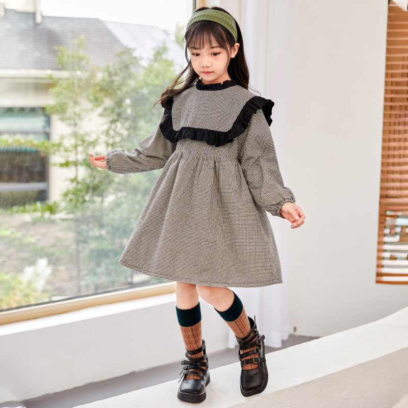 (断码清仓)女童冬季长袖加绒公主裙儿童小学生加厚保暖时尚连衣裙