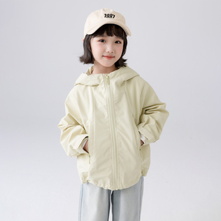 连帽外套上衣 女童冲锋衣儿童中大童女孩时尚 哈依鲁2026春秋季 新款