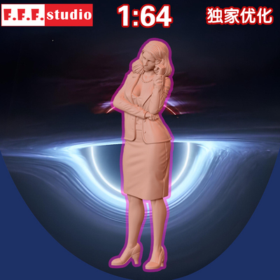 K6微缩模型:1/64比例 研究员曼迪思考中的职场OL美女上司树脂白模