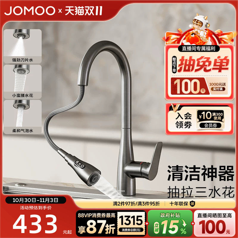 【政府补贴15%】九牧水龙头健康净铅黄铜冷热万向旋转厨房