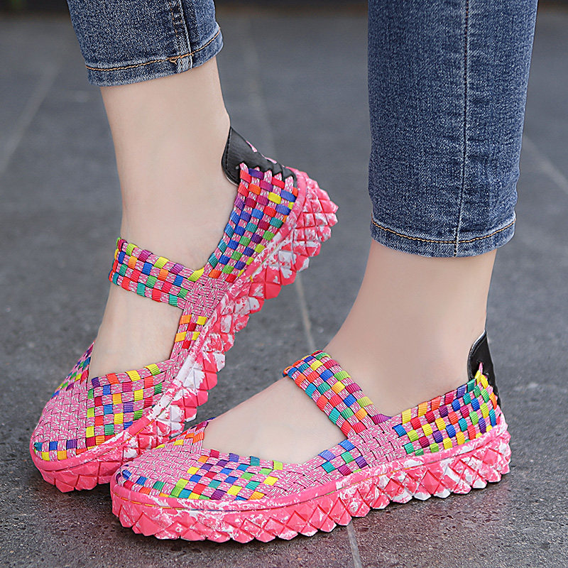 ventilation Sandals manual weave Single shoes Elastic force rubber string soft sole Shoes cover Lazy man Elastic band Mom shoesin the Women's Shoes, Low shoes  category - from Buy2taobao.com to provide professional Taobao agent buy service