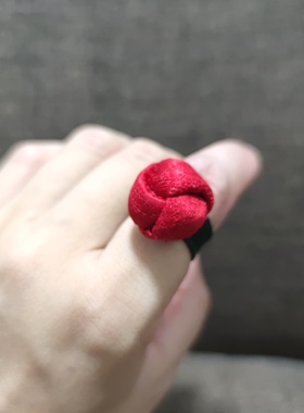 香云纱戒指中国风棉麻国风戒指手工制作戒指中国风指环原创设计