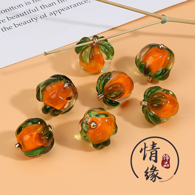 琉璃柿子手工扣子中式国风纽扣