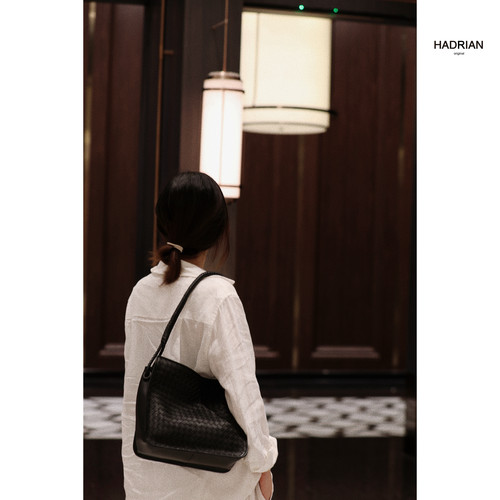 HADRIAN哈德良羊皮手工编织包女高单肩手提包托特女包H25770