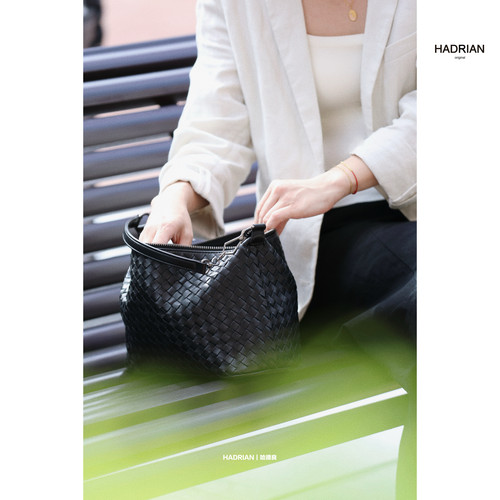 HADRIAN哈德良羊皮手工编织包女高单肩斜挎手提包遛狗包H25760