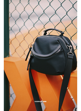 HADRIAN开口笑系列降落伞布配头层牛皮搭单肩斜挎手提女包H25780
