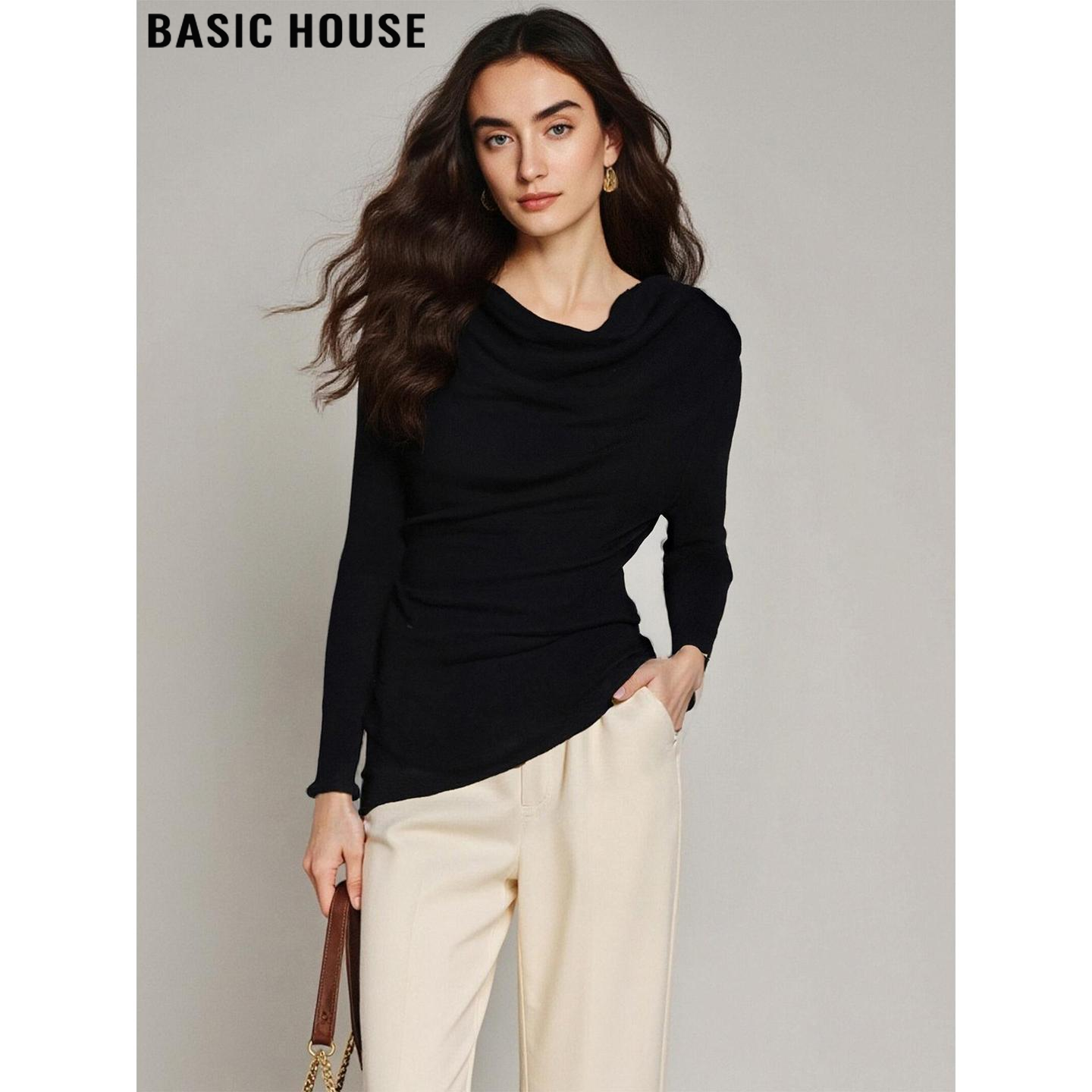 百家好一字肩荡领温柔气质针织衫