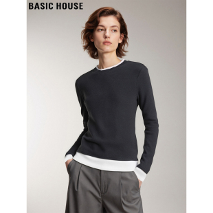 House 内搭圆领打底衫 百家好假两件长袖 新款 T恤女2026春季 Basic