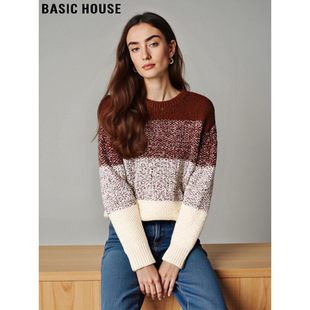 女春季 Basic 套头毛衣打底衫 百家好慵懒渐变羊毛针织衫 加厚 House
