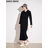 House 百家好黑色连帽卫衣裙女2026春季 新款 Basic 显瘦长款 打底裙