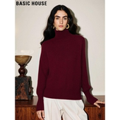 Basic 软糯打底毛衣 女士冬季 House 百家好100%羊毛红色高领针织衫
