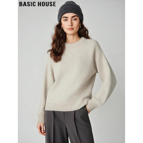 100%羊毛圆领针织衫软糯打底毛衣