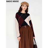 Basic 美拉德软糯针织衫 House 百家好咖色菱格羊毛毛衣外套女冬季