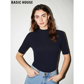 House 修身 百家好羊毛针织短袖 Basic T恤女2026夏季 新款 中袖 上衣