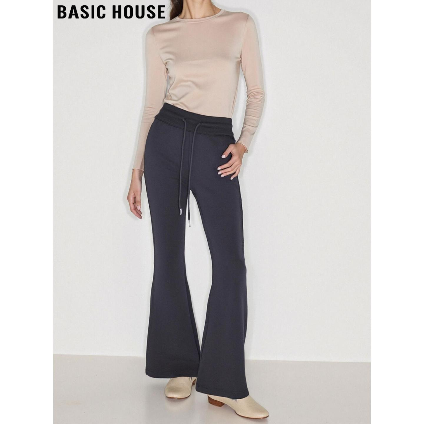 百家好灰色加绒运动瑜伽喇叭裤女