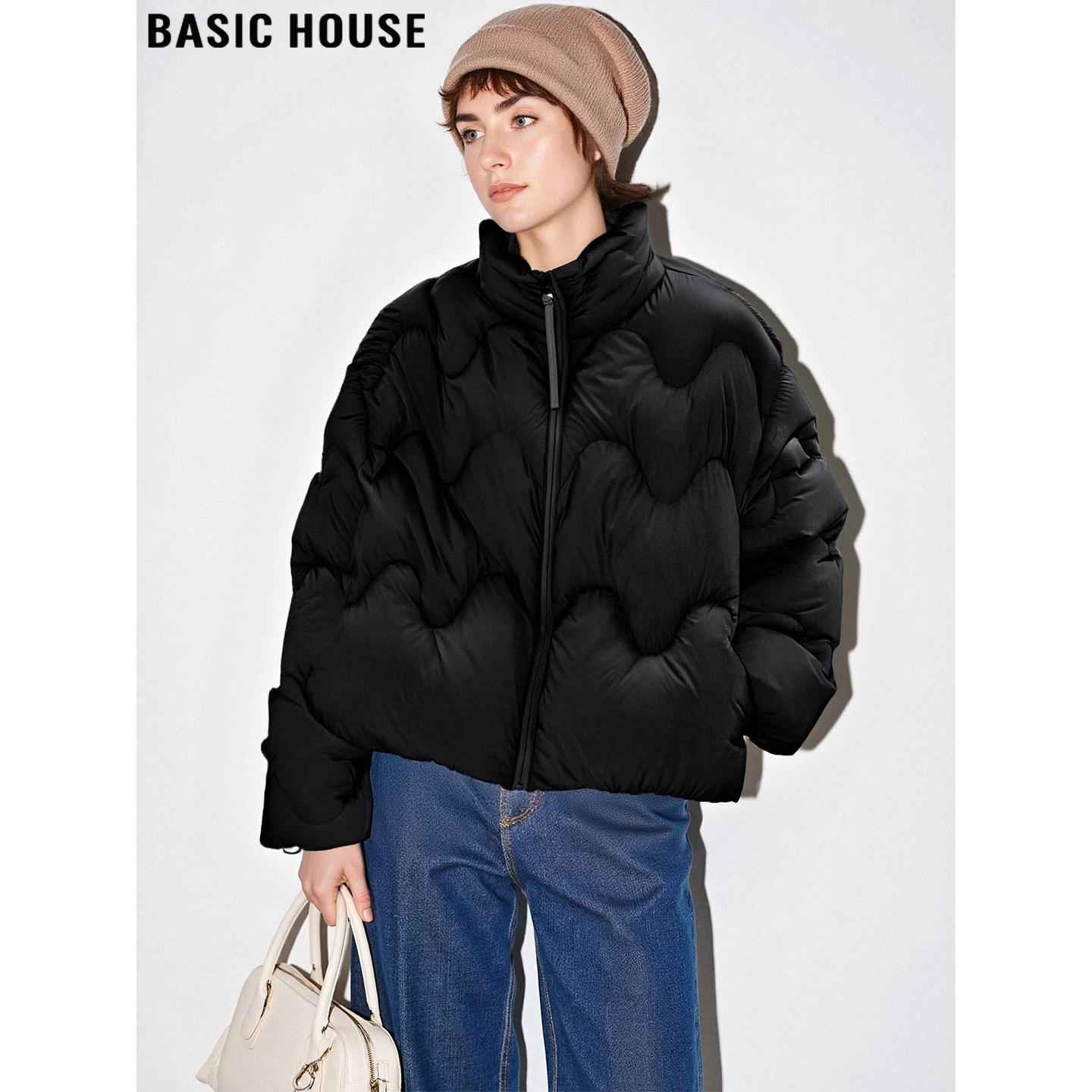 百家好90白鸭绒黑色加厚羽绒服女