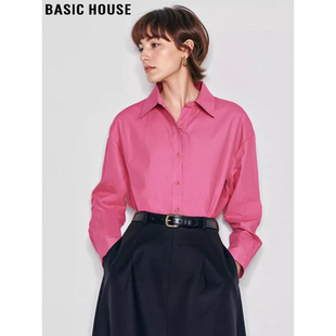 House 气质长袖 百家好红色POLO领衬衫 新款 衬衣 女士2026春季 Basic