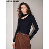 House 修身 百家好黑色镂空挂脖针织衫 Basic 女2026春季 新款 打底衫