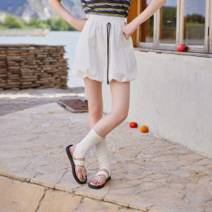 Basic 高腰显瘦A字半身裙 House 百家好松弛感白色短裙女2025夏季