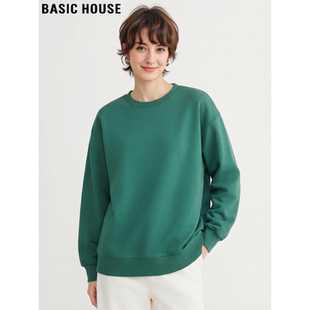 新款 Basic 卫衣女2026春季 百家好墨绿色宽松长袖 慵懒风上衣 House