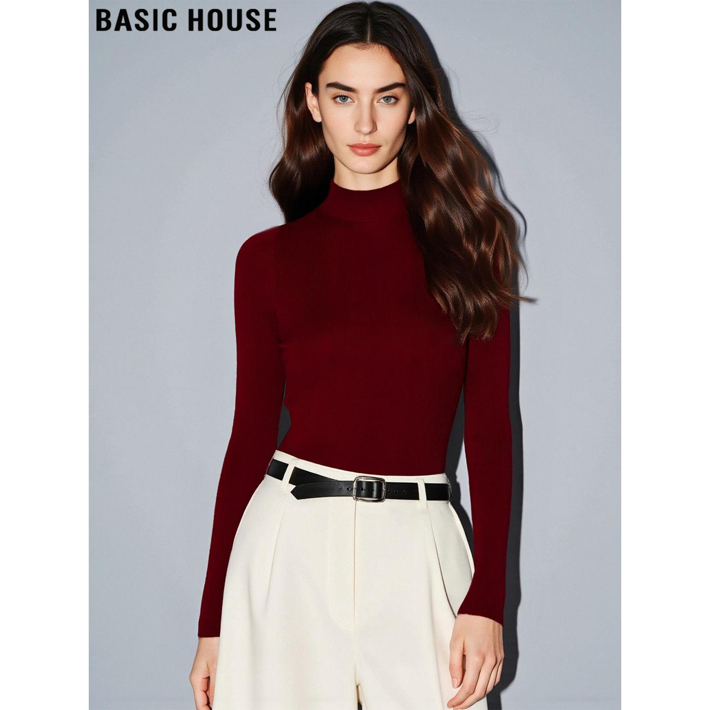 软糯半高领长袖针织打底衫女内搭