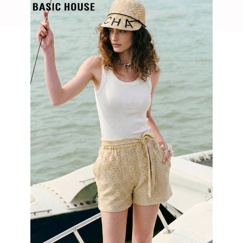 百家好白色圆领运动背心无袖吊带