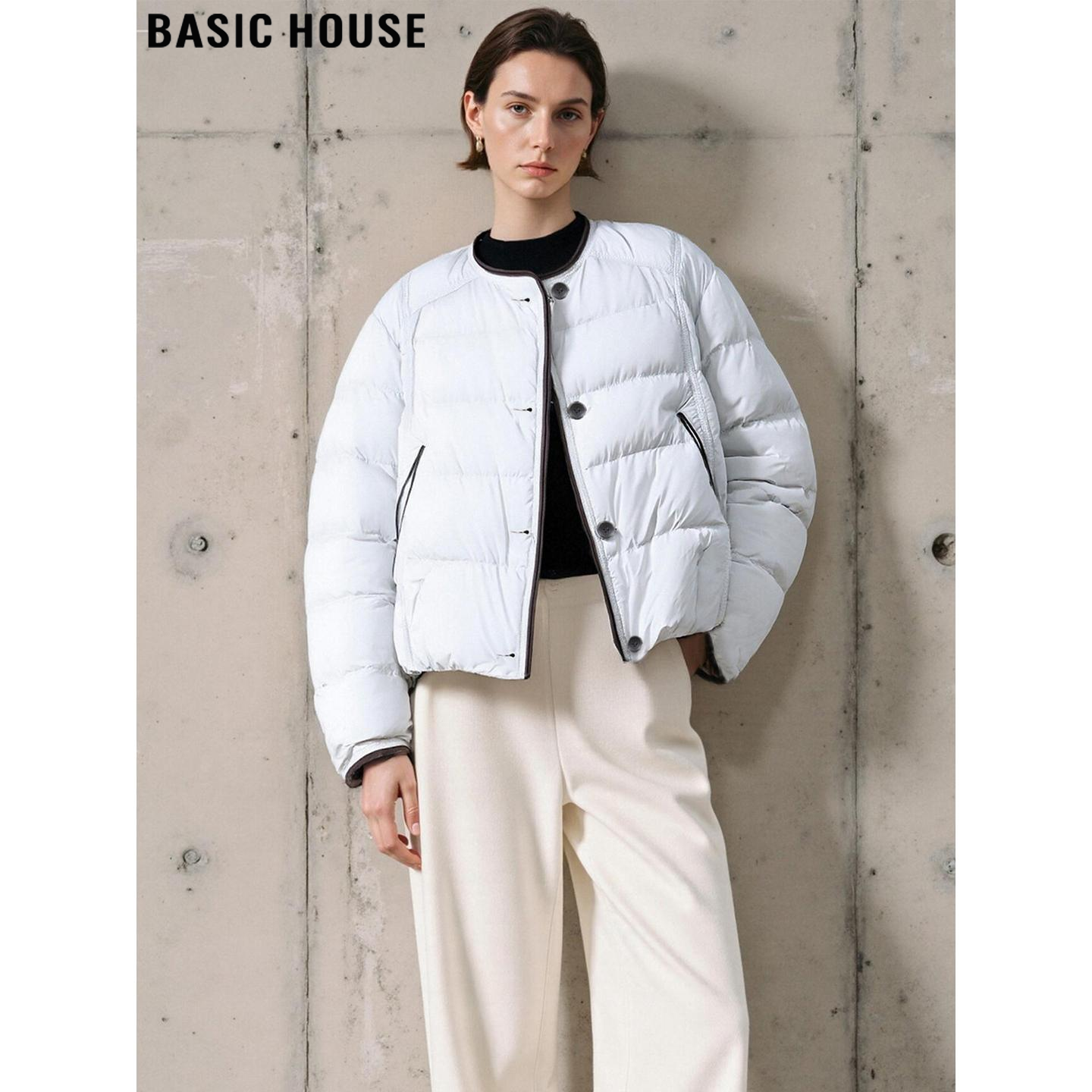 圆领羽绒服外套保暖短款面包服女