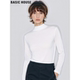 House 百家好白色半高领T恤女春季 简约百搭弹力修身 Basic 打底衫