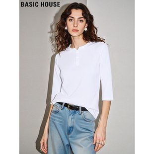 新款 Basic T恤女2026春季 百家好白色中袖 休闲简约打底上衣 House